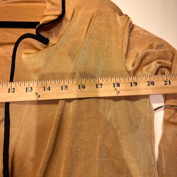 ZARA Light Brown Stretch Apricot Black Piped Open Front Side Slit Jacket Size S - Picture 7 of 9